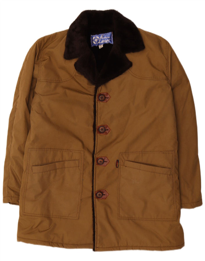 Sobretudo Sherpa masculino vintage IT 52 XL algodão marrom