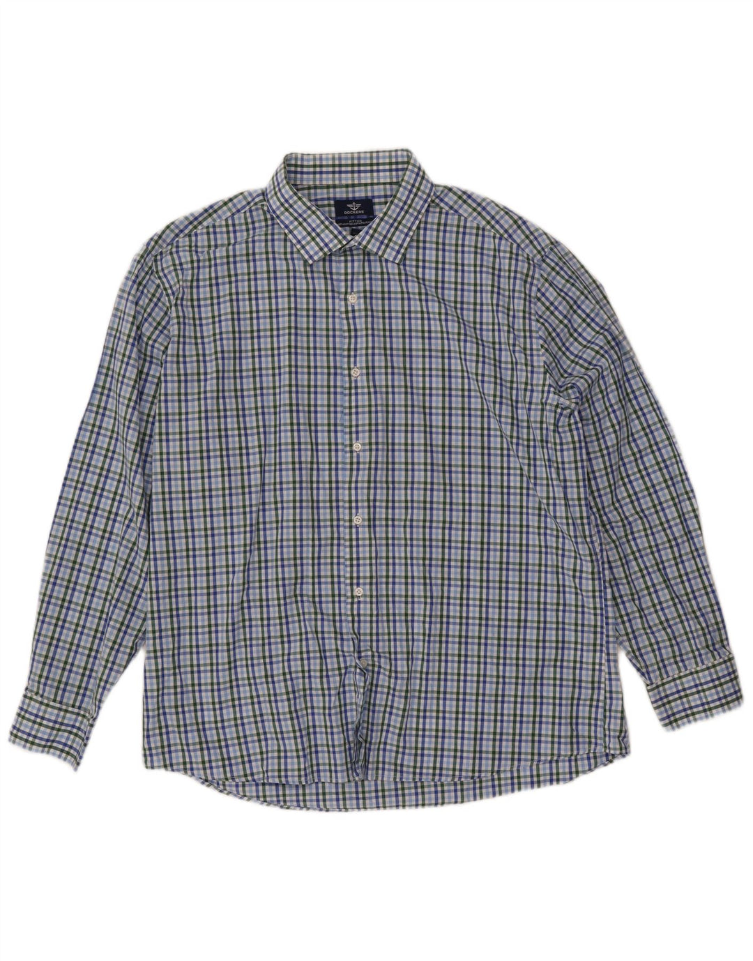 Camisa justa masculina DOCKERS tamanho 17 1/2 XL algodão xadrez multicolorido