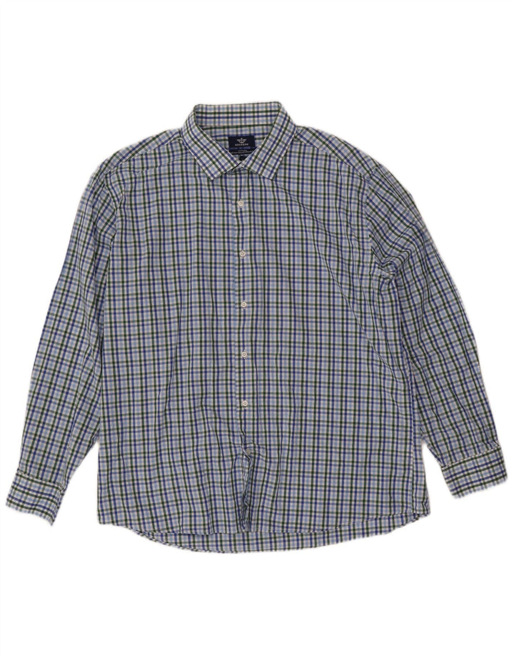 Camisa justa masculina DOCKERS tamanho 17 1/2 XL algodão xadrez multicolorido