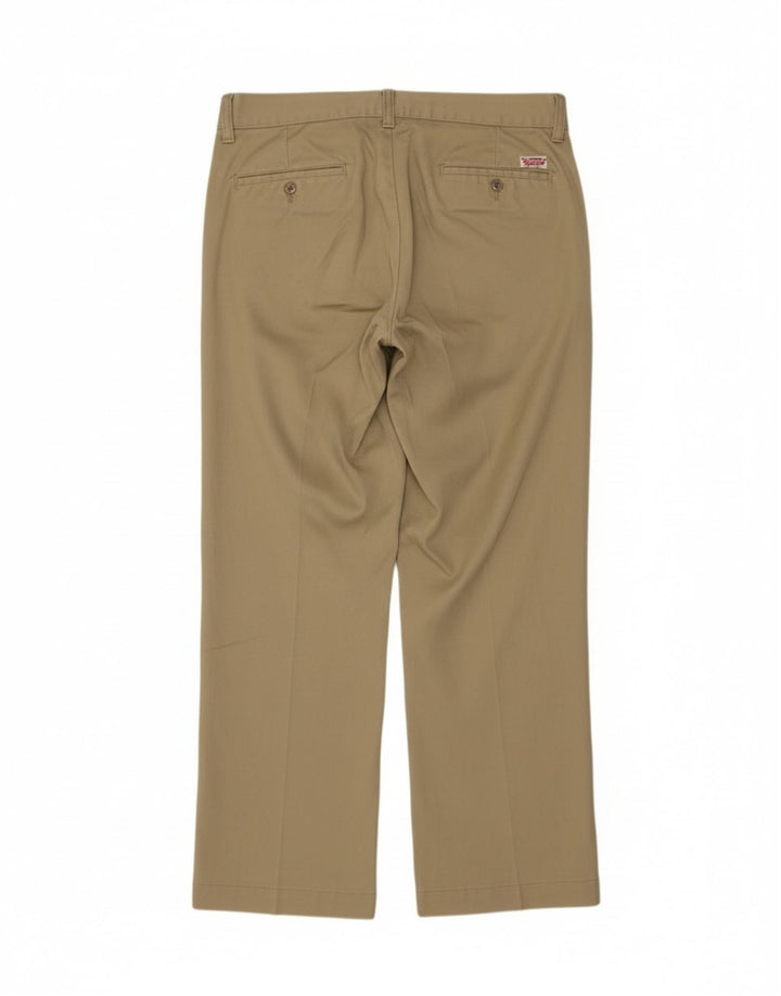 Calças Chino retas masculinas Dickies W34 L30 poliéster cáqui