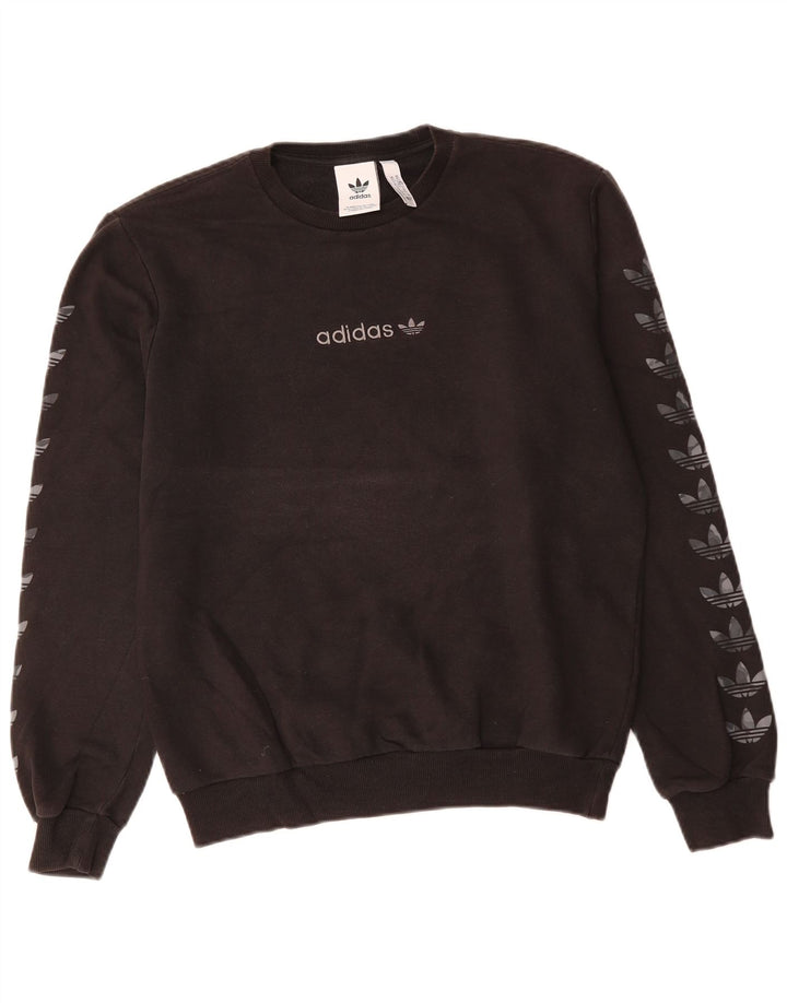 ADIDAS Mens Graphic Sweatshirt Jumper XS Preto Algodão