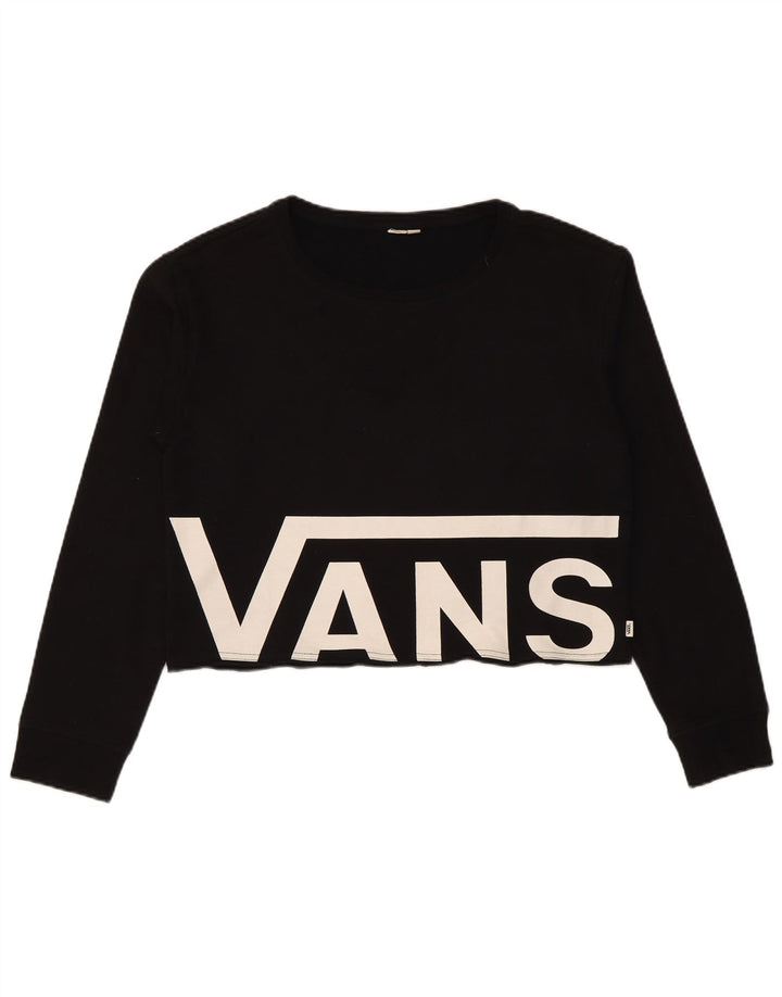 Vans feminino gráfico crop moletom jumper UK 14 médio preto