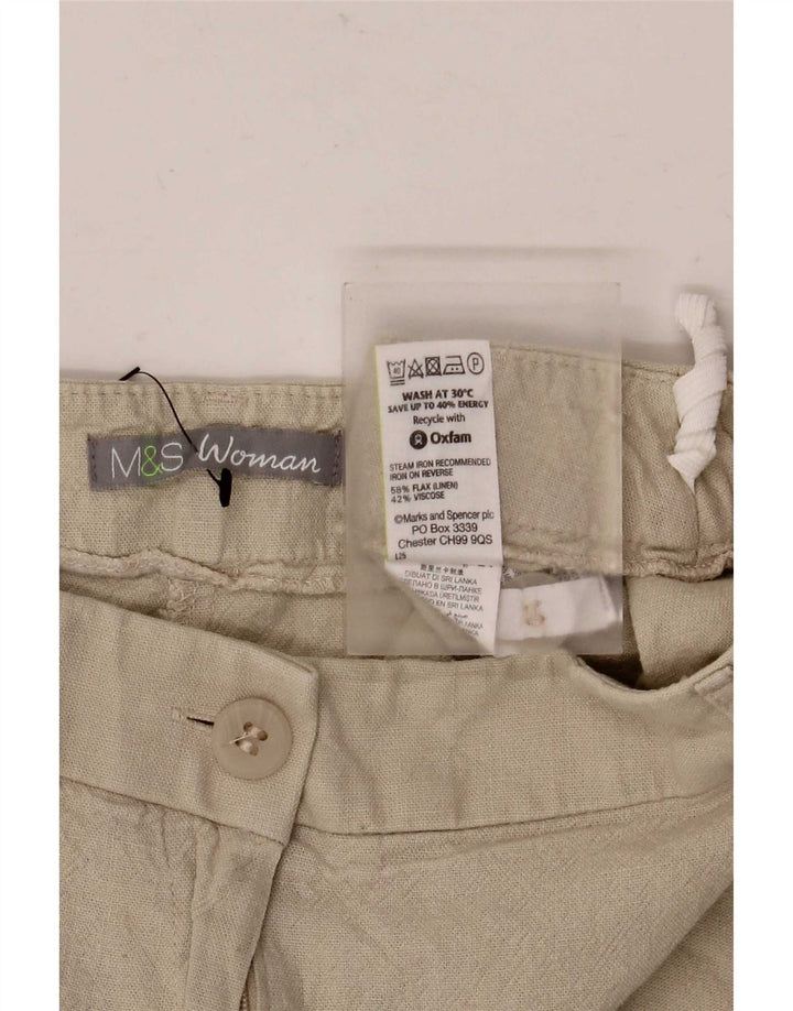 Calça capri feminina Marks & Spencer reta Reino Unido 12 médio W30 L20 bege