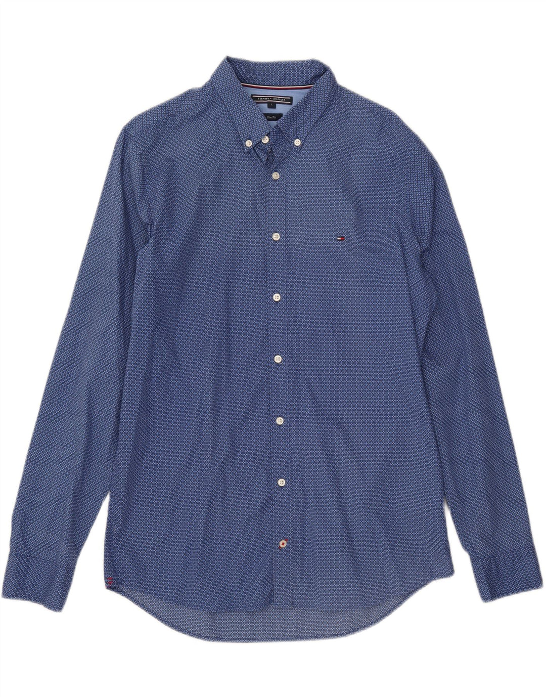 Camisa masculina TOMMY HILFIGER slim fit grande algodão geométrico azul