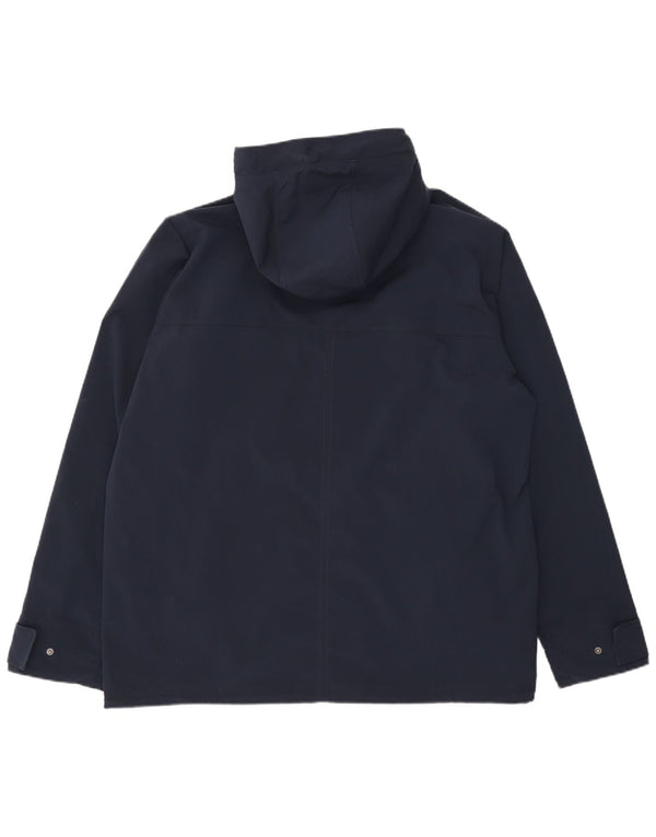 Jaqueta corta-vento masculina Jack Wolfskin com capuz UK 48 2XL poliéster azul marinho