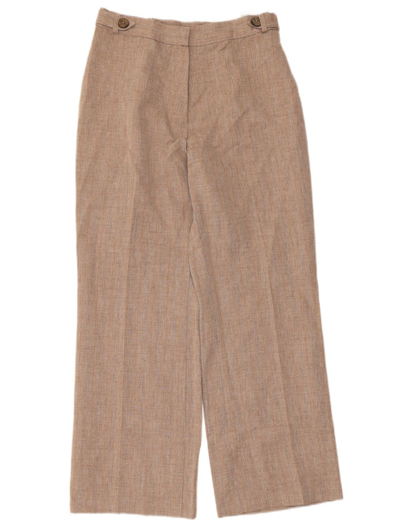 Calça feminina reta casual Marks & Spencer UK 10 pequena W28 L27 bege