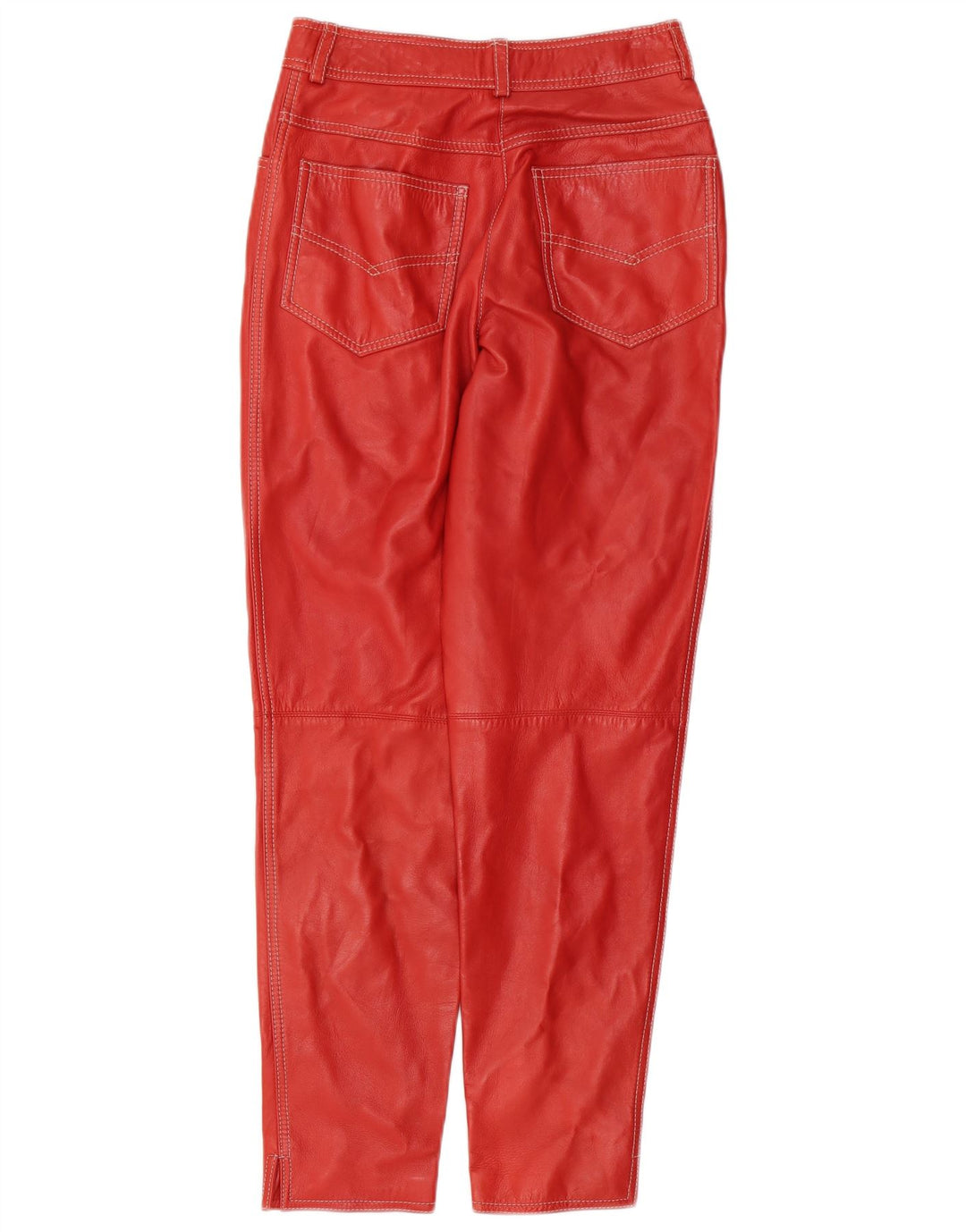 RUFF0 Calça feminina de couro slim fit W26 L29 vermelha