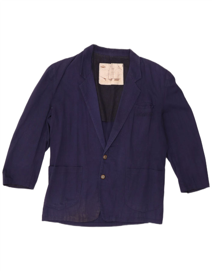 Jaqueta blazer masculina Zip com 2 botões e manga 3/4 Reino Unido 42 XL azul marinho algodão