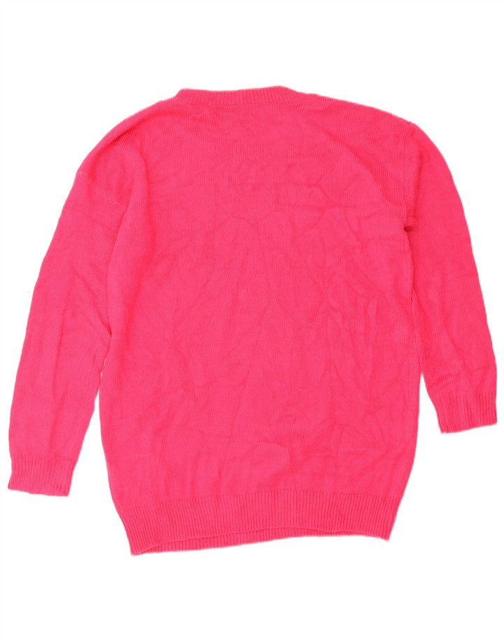 Suéter feminino Marks & Spencer com gola redonda Reino Unido 14 médio rosa Natal