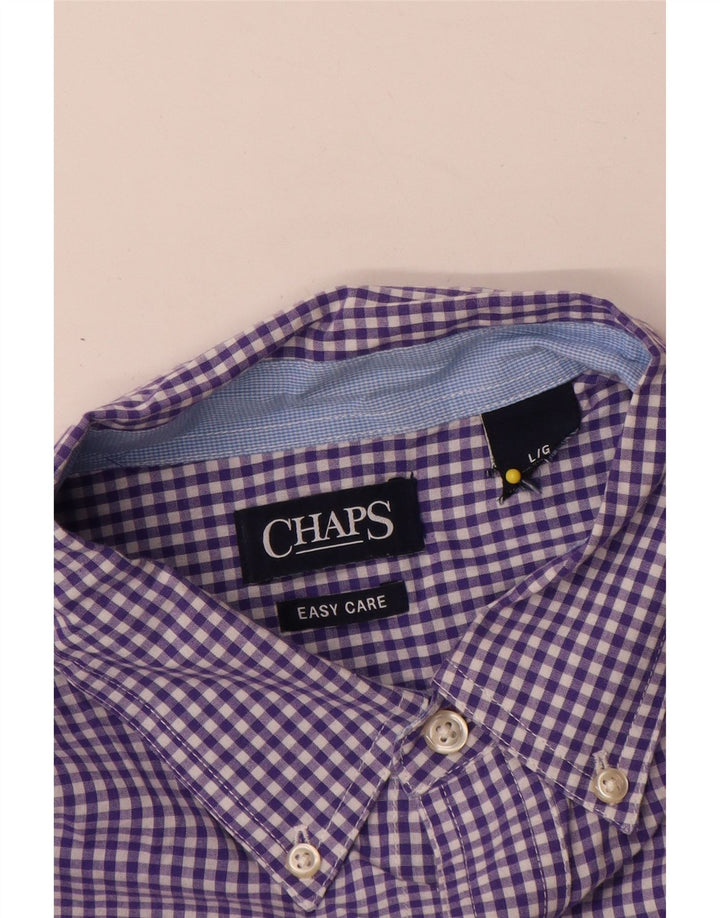 Camisa masculina Chaps Easy Care grande algodão guingão roxo