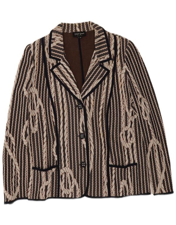 Jaqueta blazer feminina Liola tricotada com 3 botões IT 50 XL algodão listrado preto