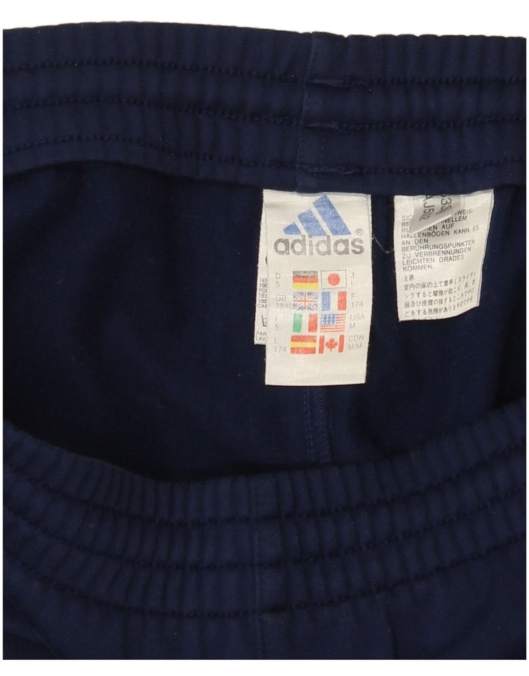 Calça de treino masculina Adidas UK 38/40 poliéster azul marinho médio