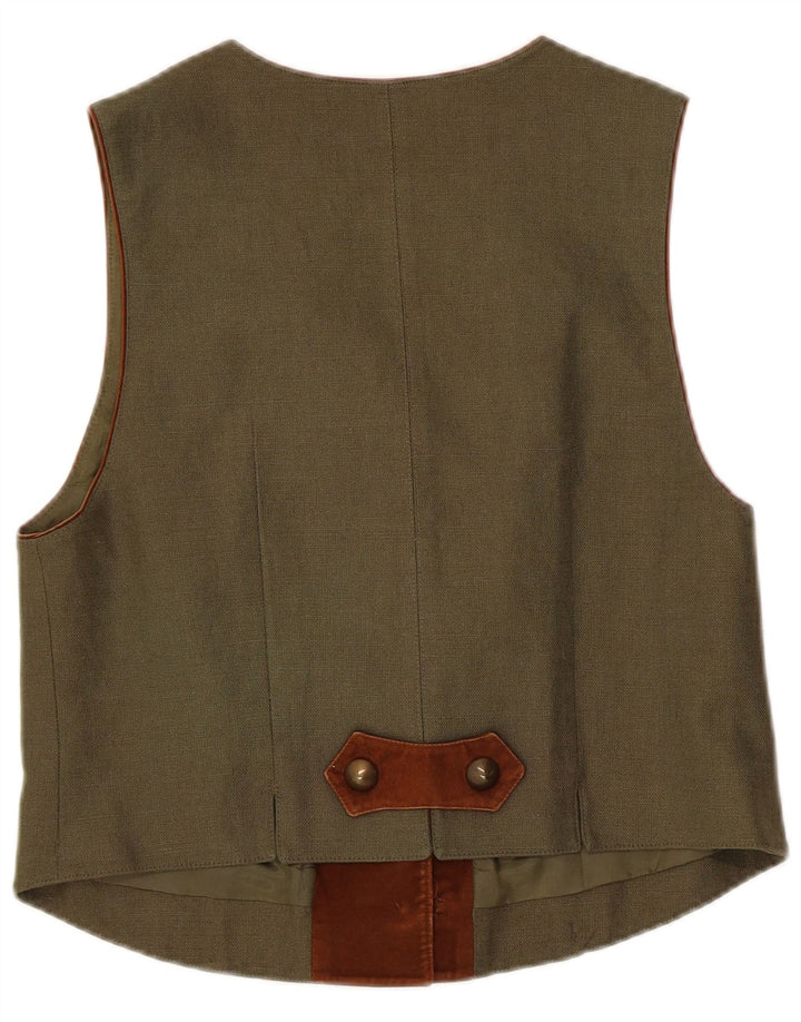 Colete feminino C&A UK 14 médio cáqui floral linho
