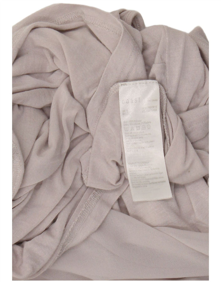 Blusa feminina assimétrica Coast UK 16 grande poliéster floral cinza