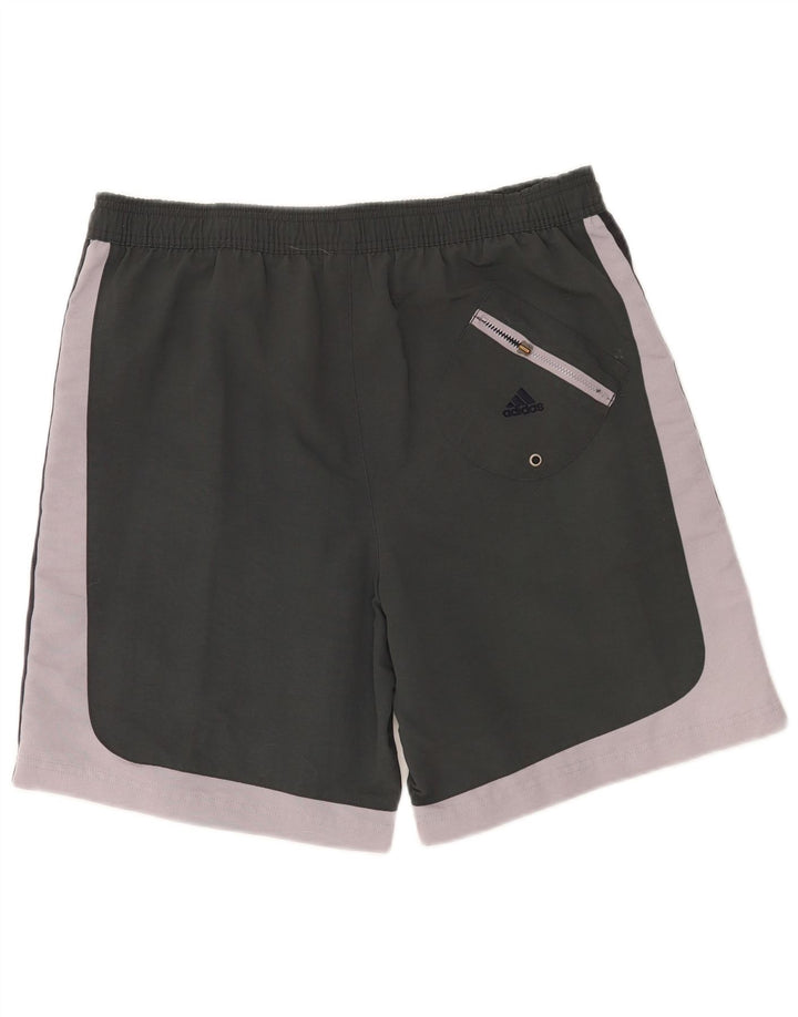 Shorts de natação masculino Adidas médio cinza colorblock poliéster