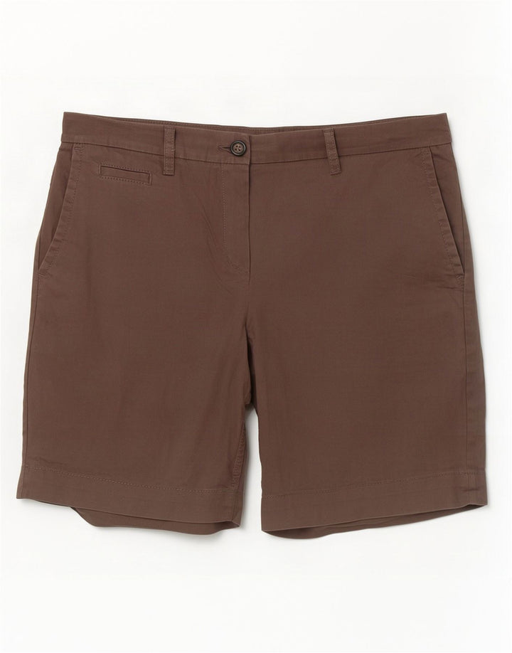 Shorts chino feminino Marks & Spencer UK 12 médio W32 algodão marrom
