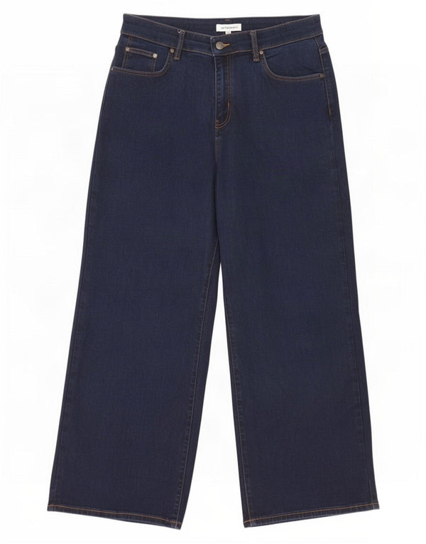 Calça jeans feminina Marks & Spencer com perna larga Reino Unido 16 grande W34 L28 azul marinho