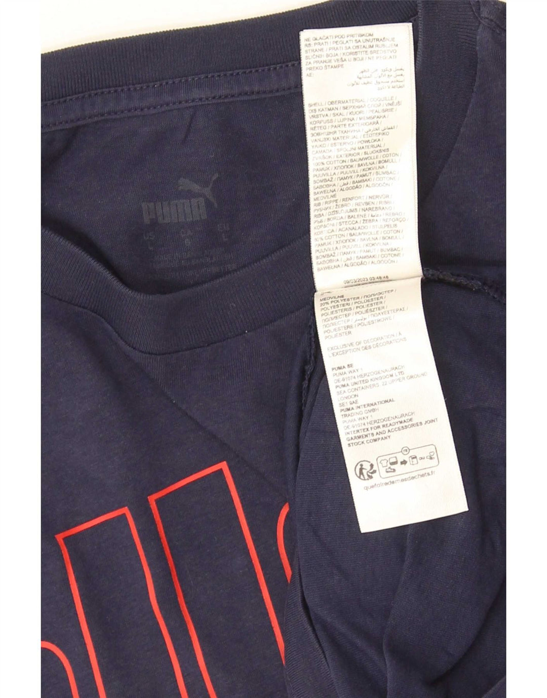 Camiseta masculina Puma Graphic Top grande algodão azul marinho