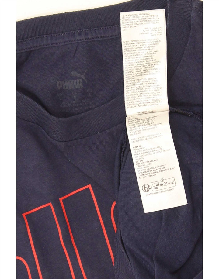 Camiseta masculina Puma Graphic Top grande algodão azul marinho