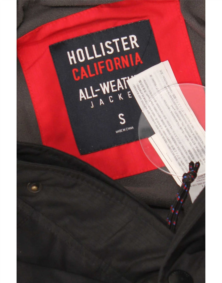 Jaqueta corta-vento masculina Hollister UK 36 poliéster preto pequeno