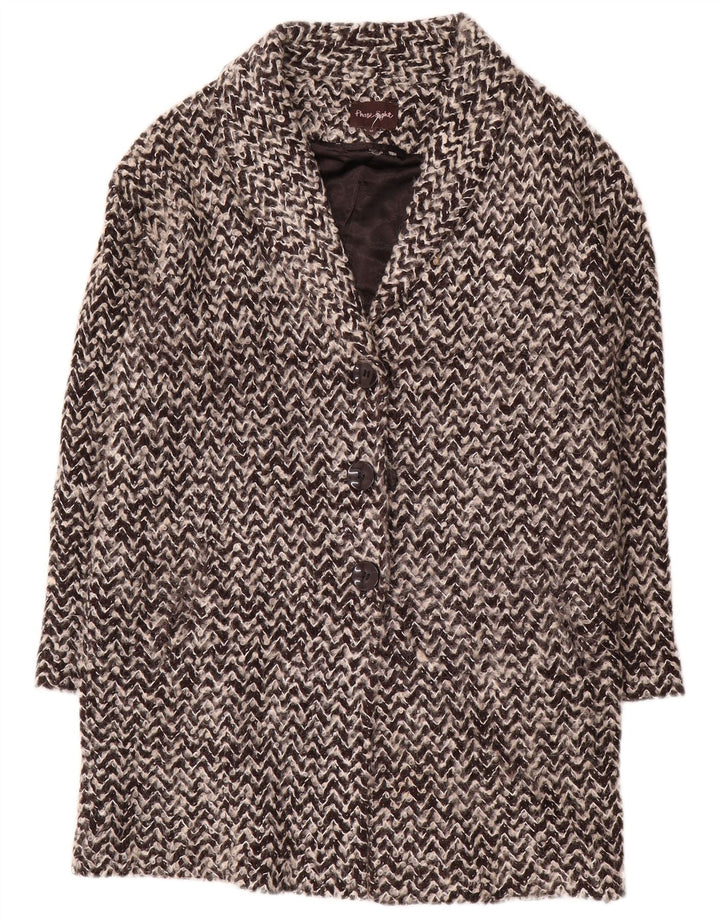 Sobretudo Oversized Feminino Fase Oito Reino Unido 12 Médio Preto Chevron Acrílico