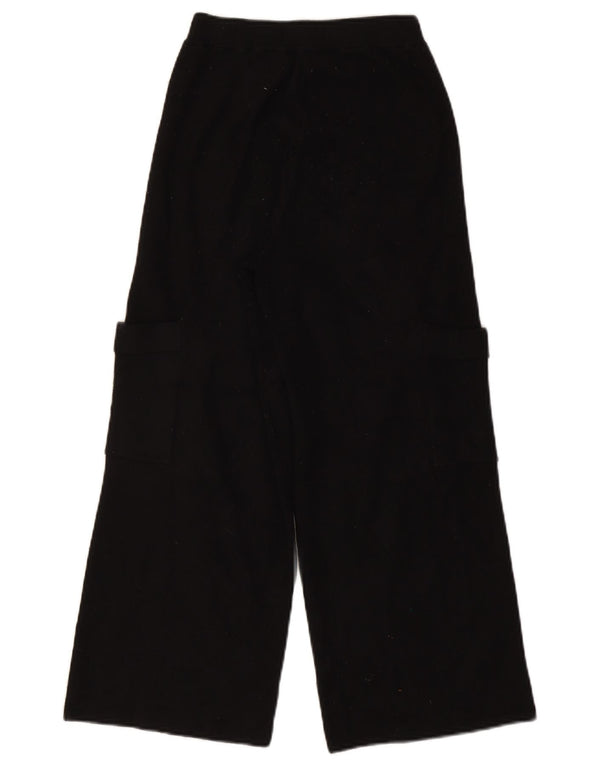 Calça cargo feminina Zara com perna larga em malha 13-14 anos W24 L24 preta viscose