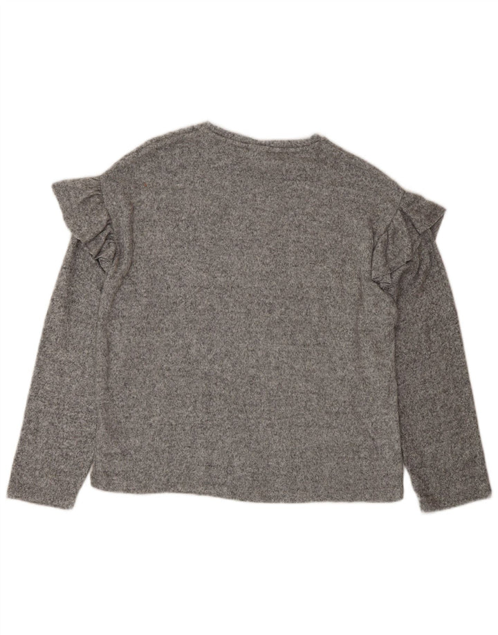 Zara Girls Top manga comprida 13-14 anos cinza poliéster manchado