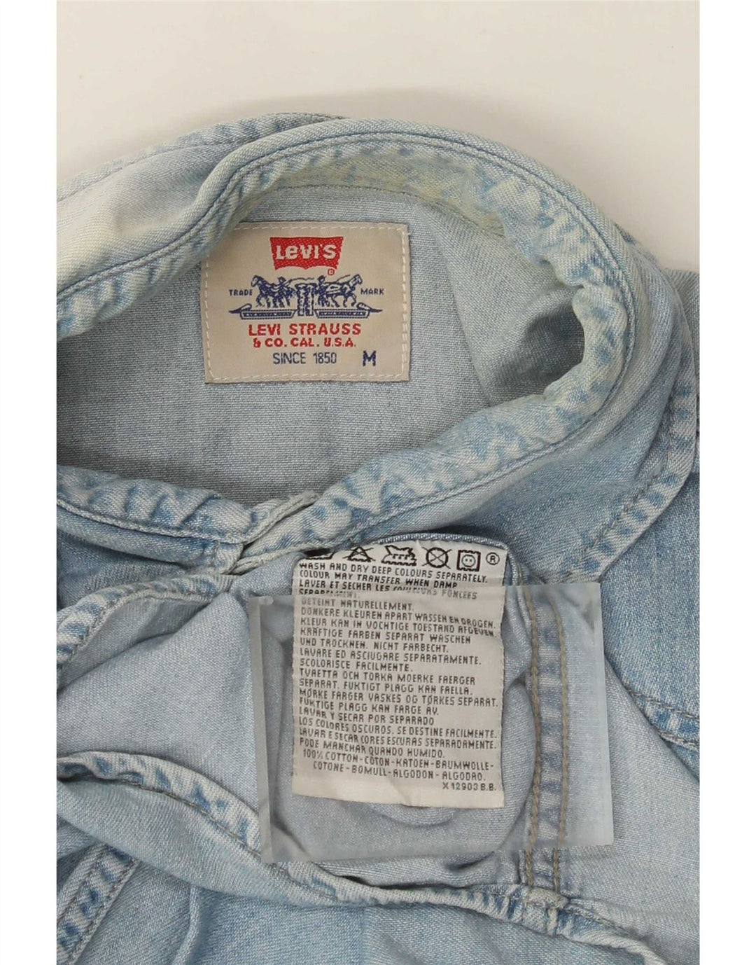 Camisa jeans masculina Levi's de algodão azul médio