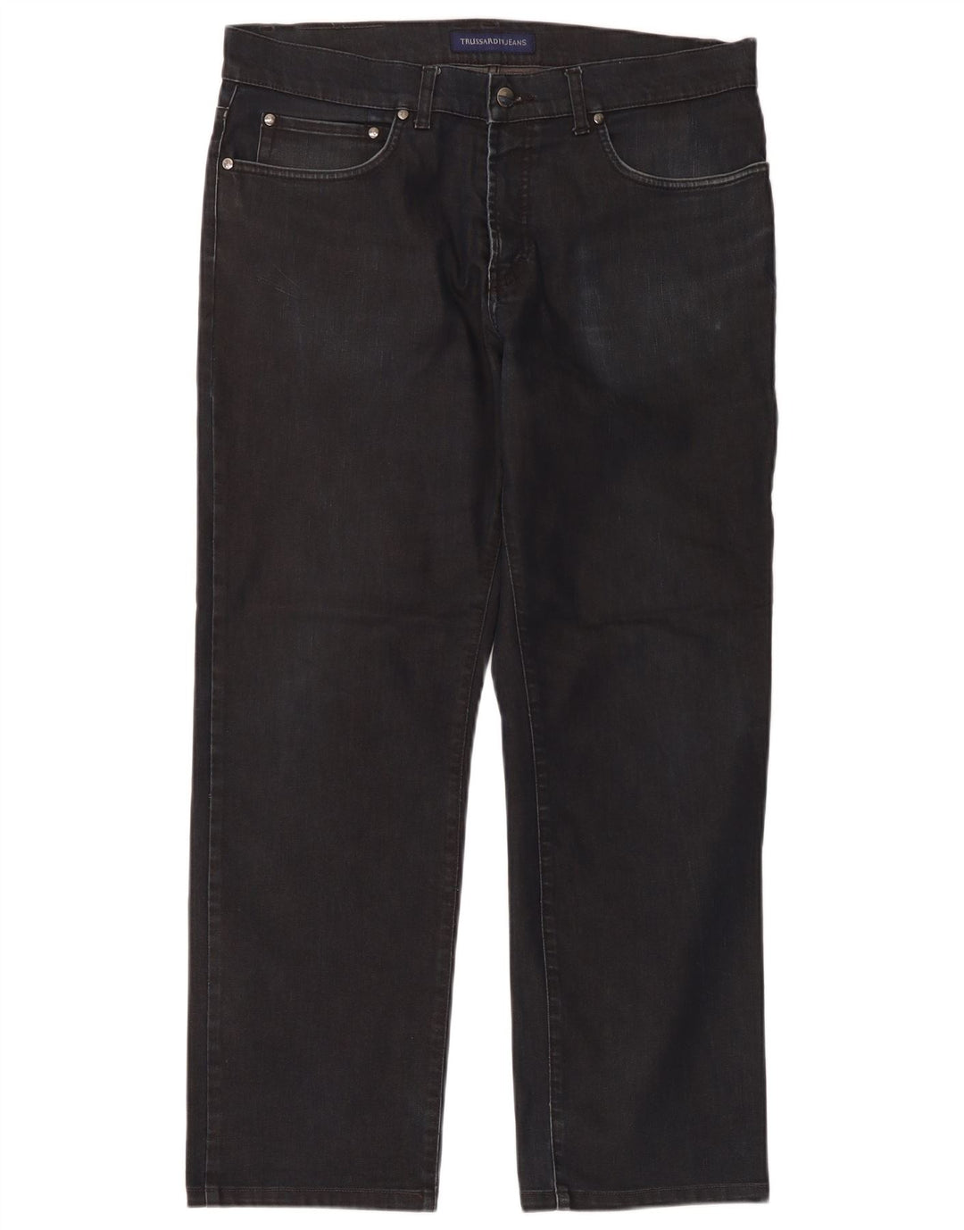 Trussardi Calça jeans reta masculina W38 L29 algodão azul marinho