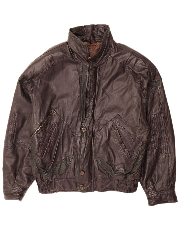 Jaqueta de couro masculina vintage UK 38 couro preto médio