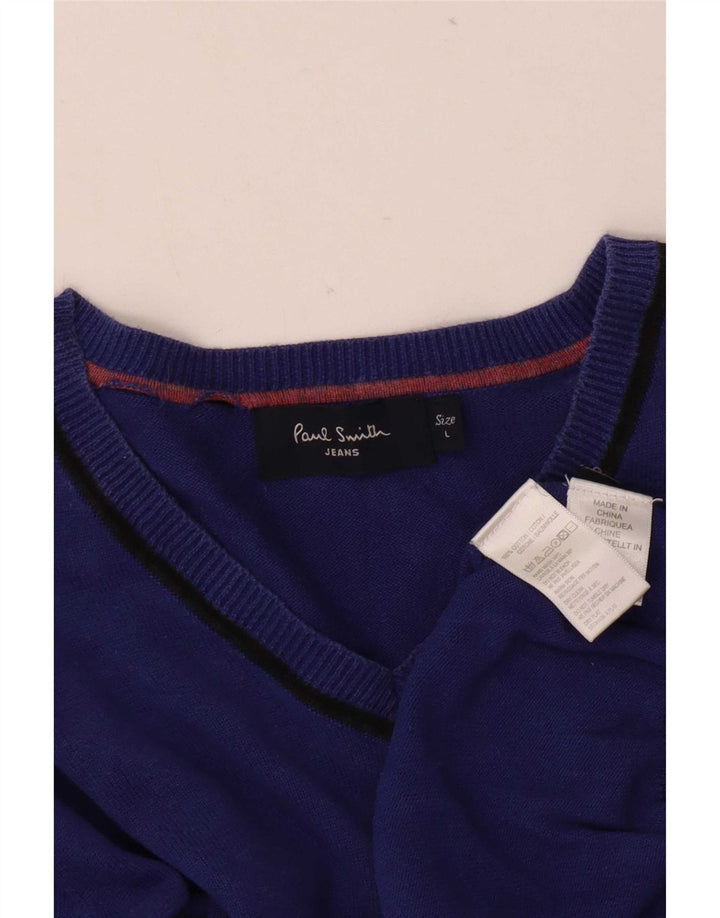 Suéter masculino Paul Smith com decote em V grande algodão azul