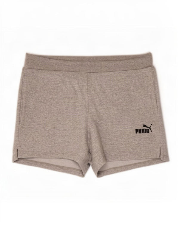 Shorts esportivos regulares femininos Puma médio cinza manchado de algodão
