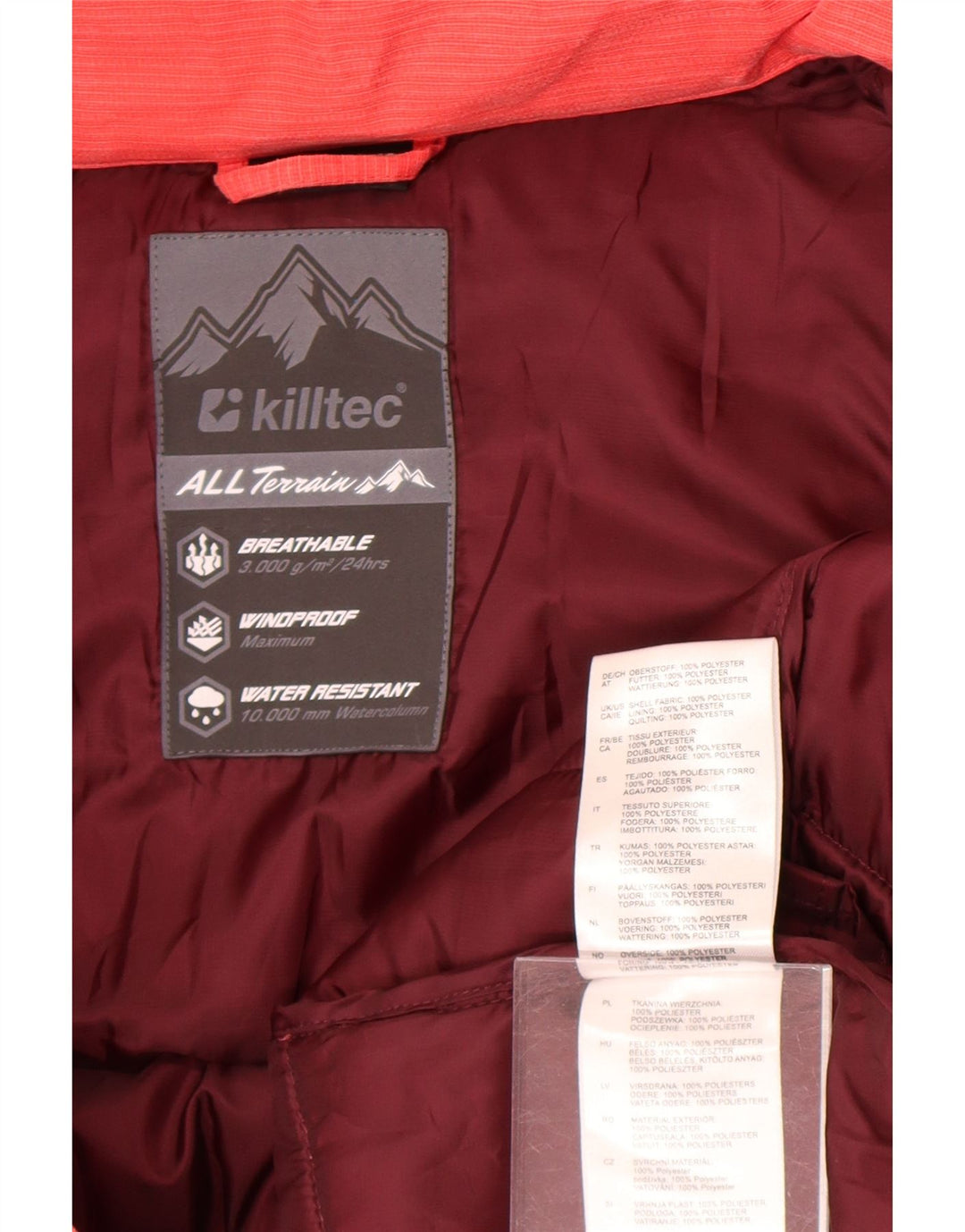 Jaqueta feminina acolchoada com capuz e capuz Killtec UK 18 XL poliéster vermelho