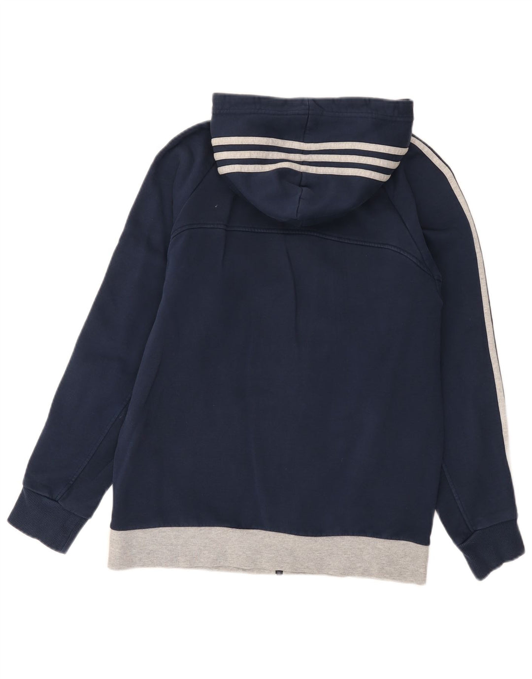 Adidas masculino zip moletom com capuz médio algodão azul marinho