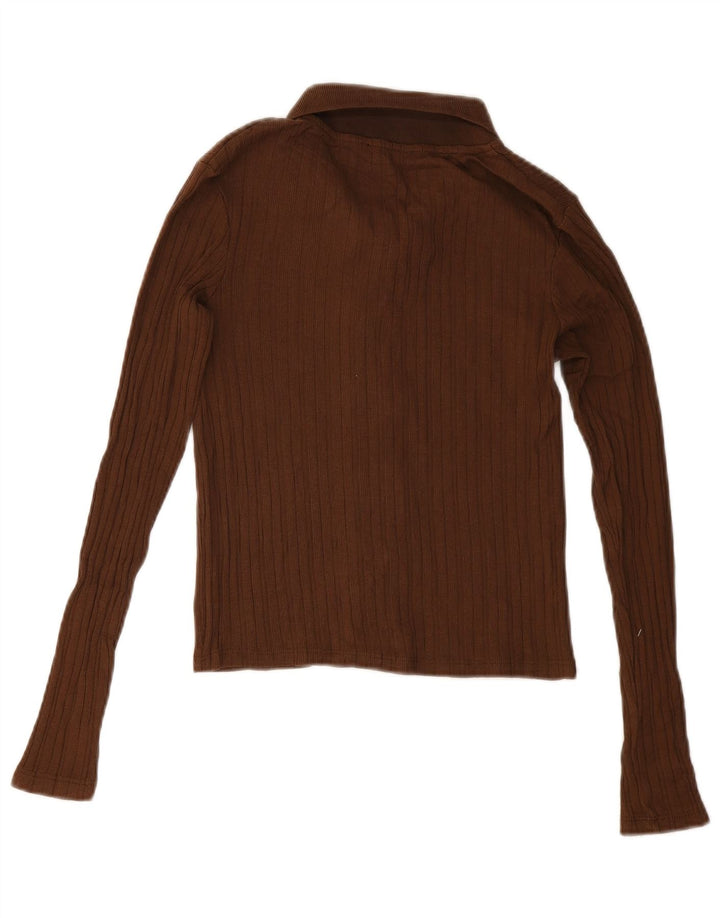 Zara Suéter Cardigan Crop Feminino Reino Unido 10 Pequeno Marrom