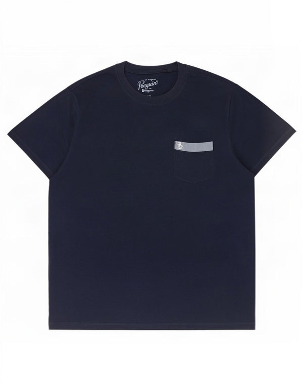 Camiseta masculina Penguin Top grande algodão azul marinho