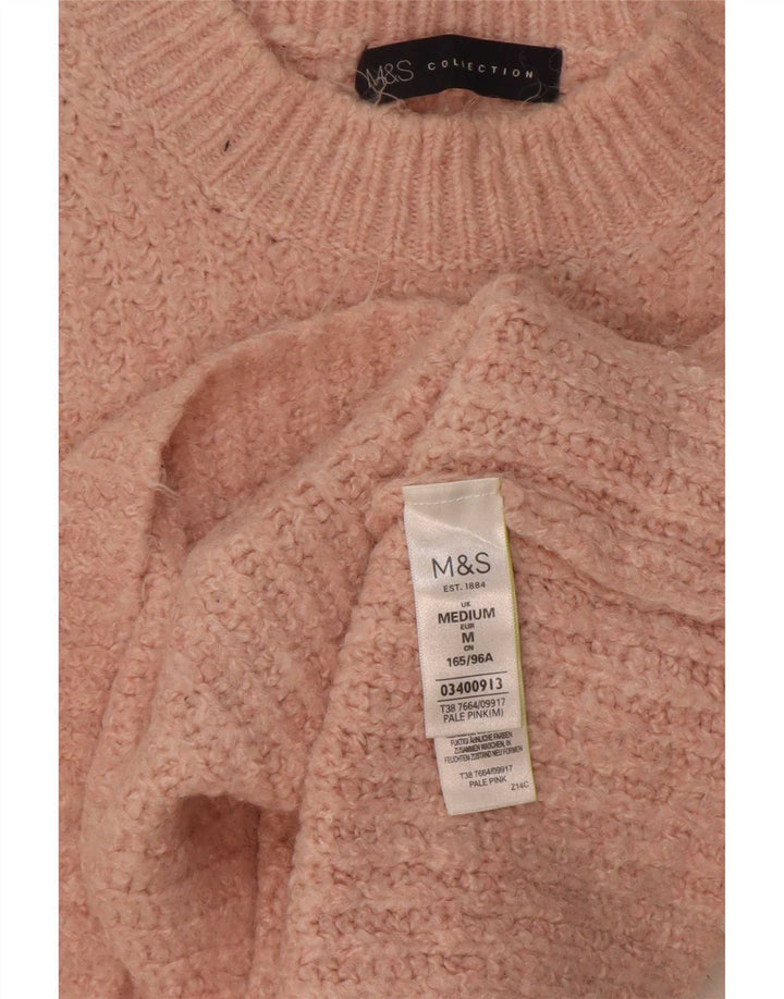 Suéter feminino Marks & Spencer com gola tartaruga Reino Unido 14 rosa médio