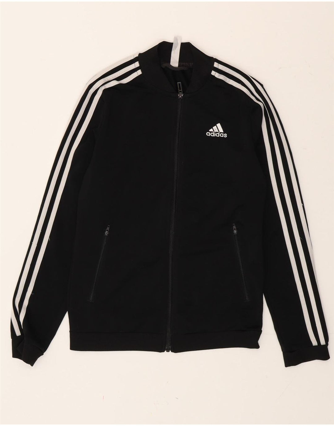 Adidas Womens Tracksuit Top Jacket UK 4/6 XS Preto Listrado Poliéster