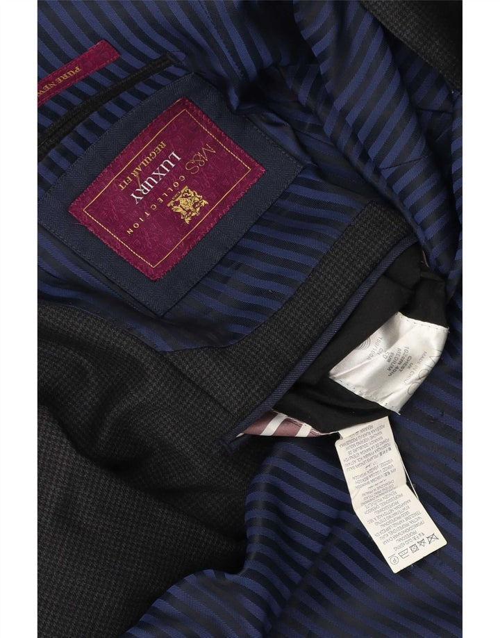 Jaqueta blazer masculina de 2 botões Marks & Spencer UK 40 cinza médio Houndstooth