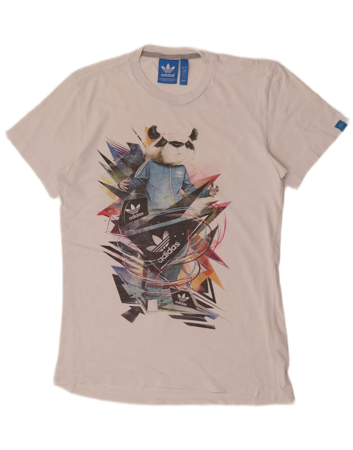 Adidas Mens Graphic T-Shirt Top Pequeno Algodão Branco