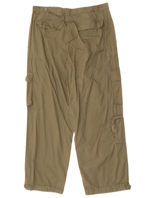 Calças vintage masculinas retas Cargo grandes W36 L32 algodão floral cáqui
