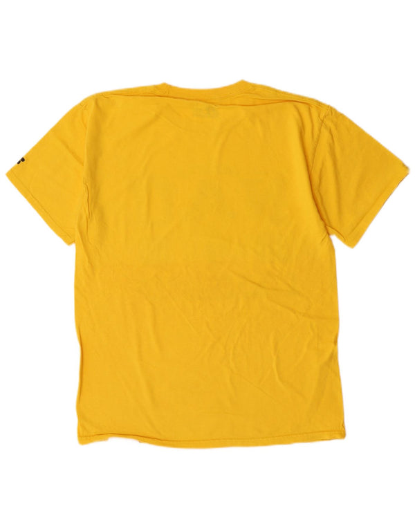 Russell Athletic Camiseta masculina gráfica Top médio algodão amarelo