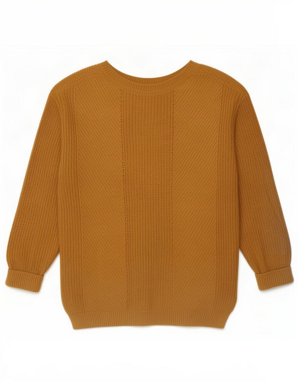 Suéter feminino Marks & Spencer com gola canoa Reino Unido 14 algodão amarelo médio