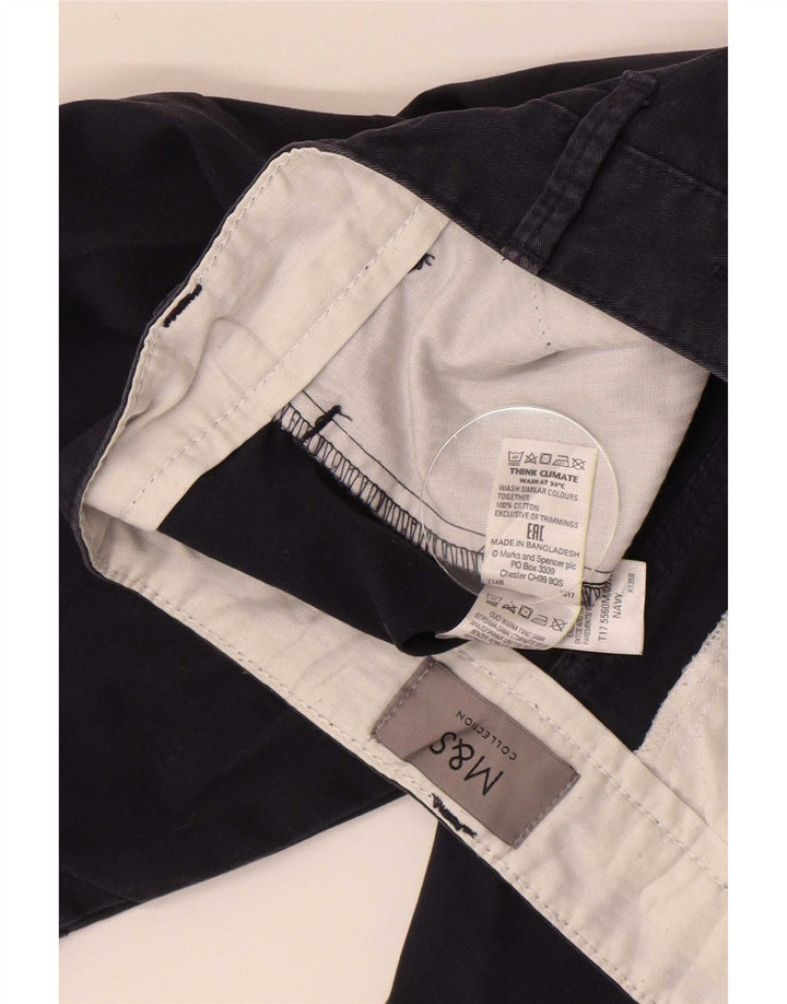 Shorts chino masculino Marks & Spencer W30 algodão azul marinho médio