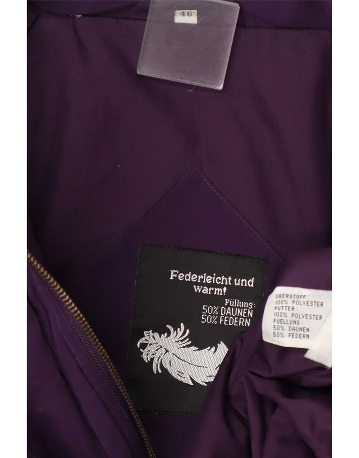 Casaco acolchoado de grandes dimensões das mulheres do vintage EU 46 XL poliéster roxo