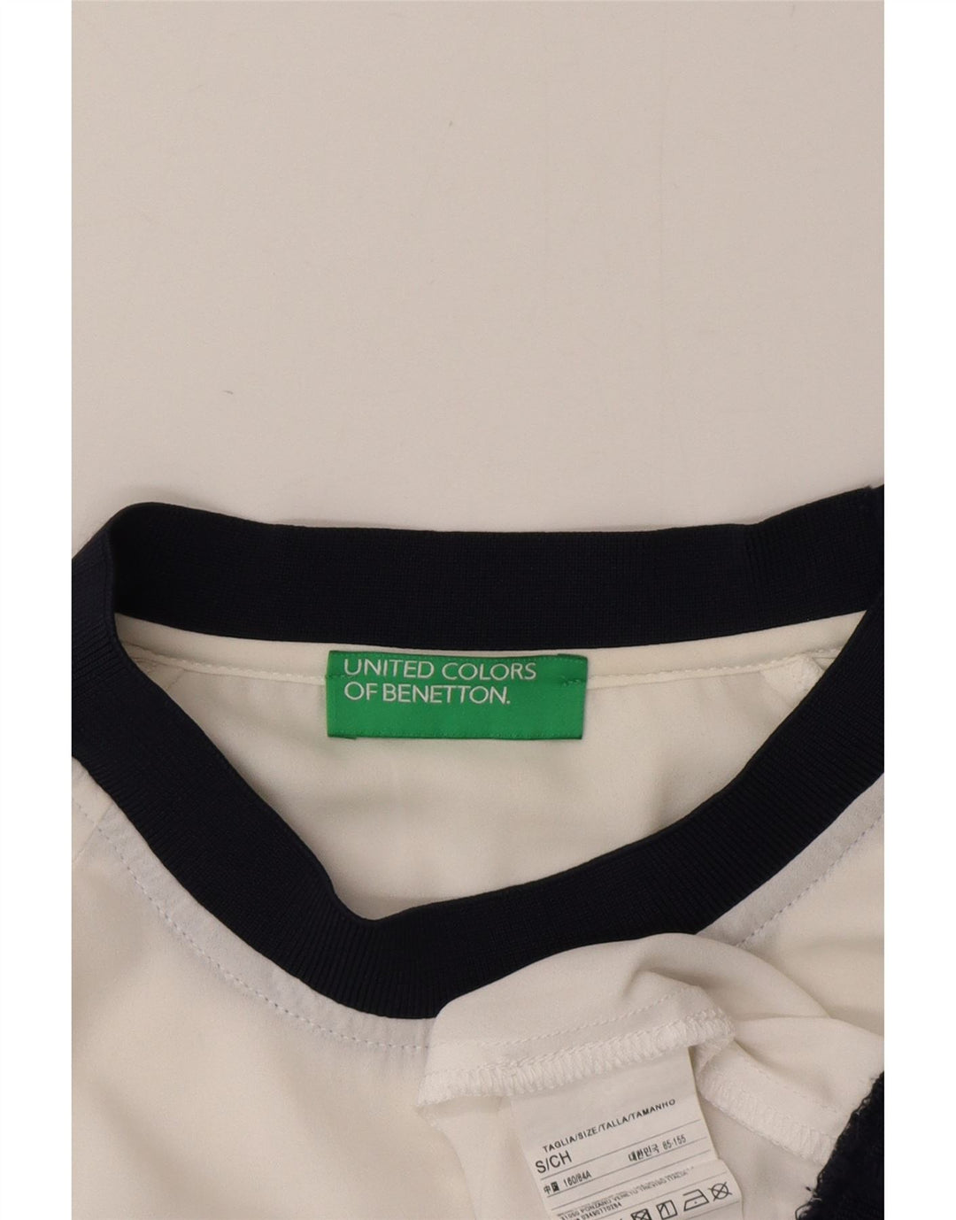 Top gráfico transparente feminino Benetton manga comprida UK 10 pequeno branco