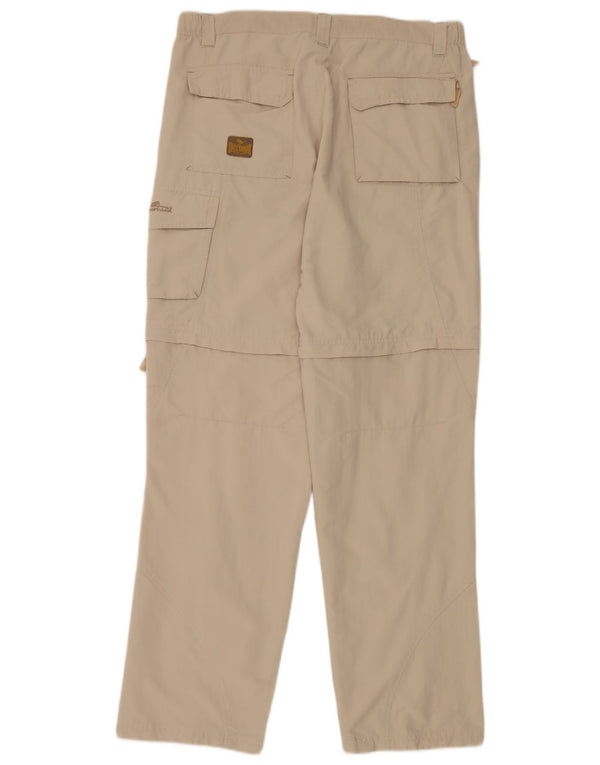 Moorhead Mens Straight Cargo Calças W34 L34 Bege Poliamida