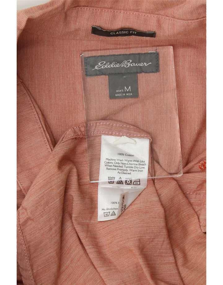 EDDIE BAUER Mens Classic Fit Shirt Medium Orange Pinstripe Cotton Vintage Eddie Bauer and Second-Hand Eddie Bauer from Messina Hembry 
