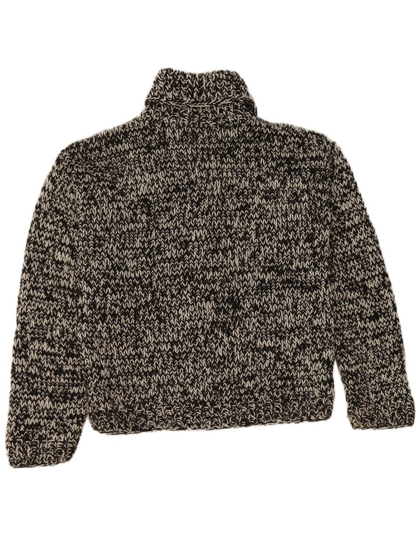 Suéter cardigã feminino vintage Reino Unido 16 grande preto manchado