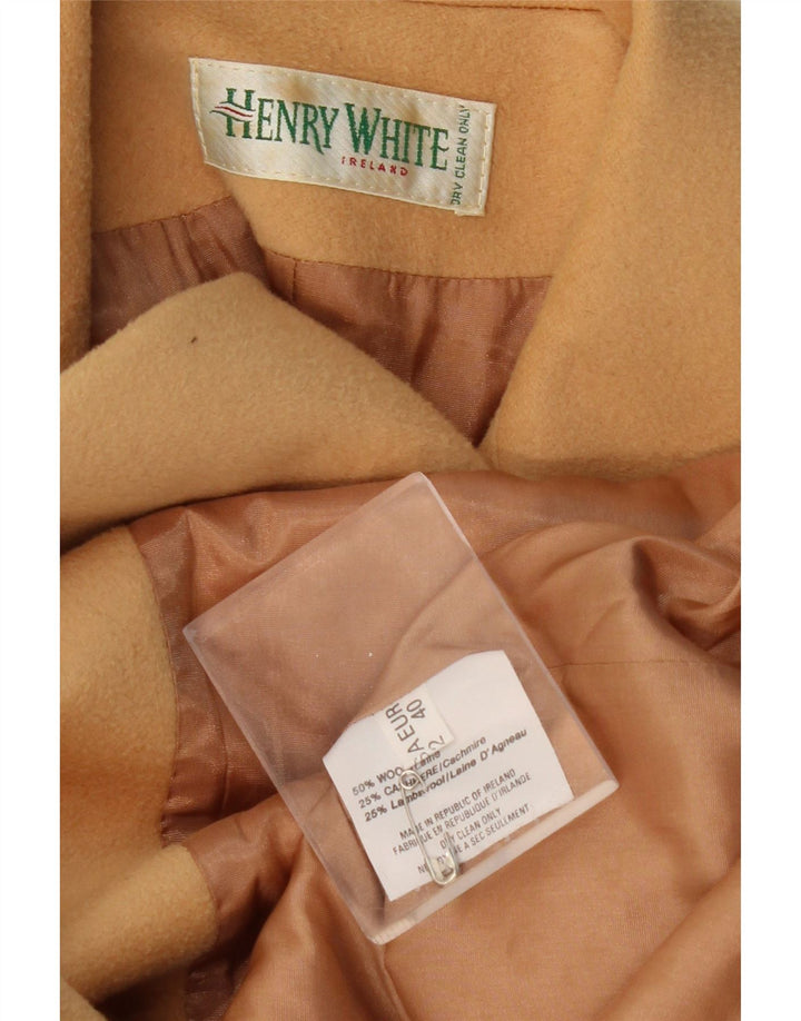 Jaqueta blazer feminina de 3 botões HENRY WHITE Reino Unido 14 grande lã bege